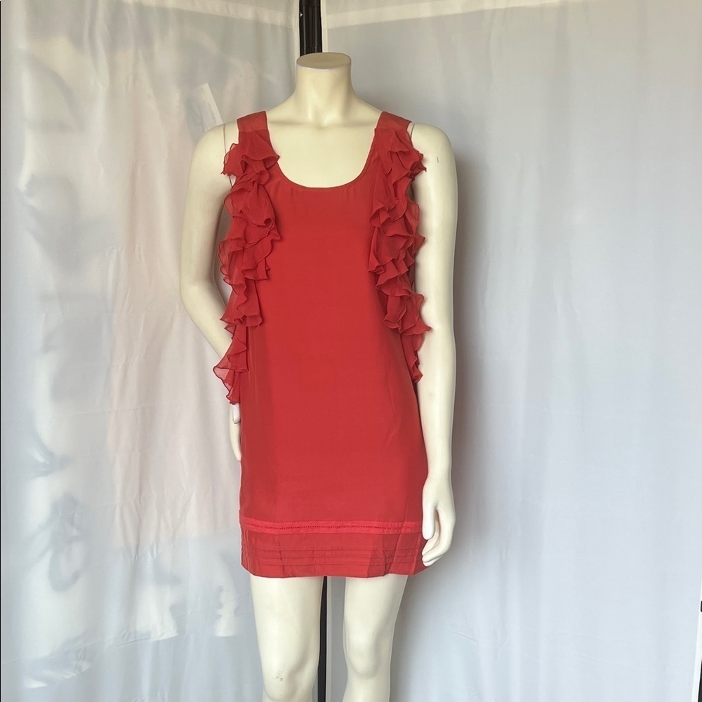 NWT Juicy Couture Burnt Orange Ruffle Silk Mini Dress